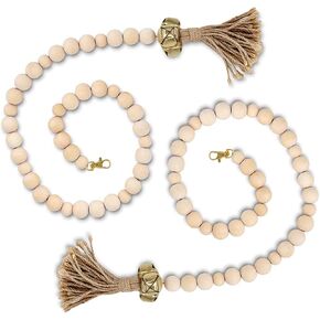 SYCOOVEN 2 قطعة جرس كلب معلق لتدريب الباب على المرحاض، أجراس باب الكلب المزخرفة، خرز خشبي قابل للتعديل، جرس نونية الكلاب الصغيرة للحيوانات الأليفة، الجراء، ملحقات تدريب النونية (ذهبي) in Kuwait