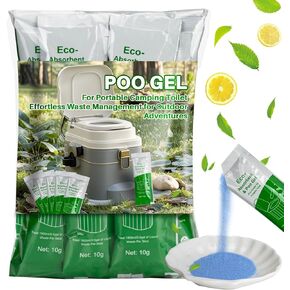Poo Gel for Portable Toilet for Camping 28 Packs Camping Toilet Bags Lemon Eco Gel for Portable Toilet Gel for Emergency Toilet Essentials Supplies Composting Toilet Cleaner Gel