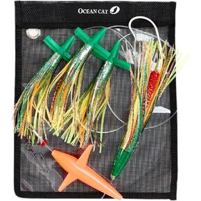 OCEAN CAT Trolling Fishing Lures Bird Chain Fishing Teaser for Saltwater with Rigged Hook for Mahi, Tuna, Wahoo, Marlin and More