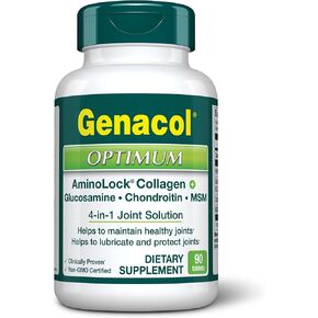 Genacol Glucosamine, Chondroitin, MSM and Collagen Joint Support Supplement for Men & Women Joint Health Patented Formula | Glucosamina Condroitina y Colageno Optimum 180 Tablets