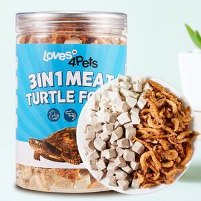 Turtle Food - 3 in 1 Natural Freeze-Dried Meat - Chicken, Duck and Antarctic Krill - Premium Box Turtle and Aquatic Turtle Treats for Baby Turtles - Human-Grade Quality