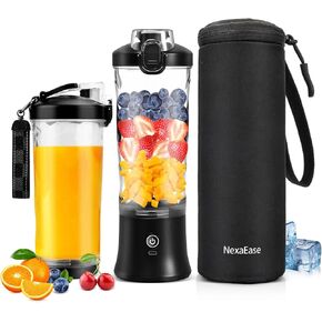 Portable Blender with Insulated Sleeve - Personal Juicer 20 Oz Blender Cup for Protein Shakes and Smoothies with 6 Blades, USB Rechargeable,Travel Lid-Mini Small Blender for Kitchen, Office,Gym,Travel