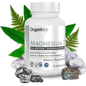 Organixx Magnesium Supplement, Natural Calm Magnesium Capsules for Sleep Support, Muscle Recovery, With Vitamin B6 and Manganese Citrate and Glycinate, High Absorption, Vegan, Non GMO, 60 Count