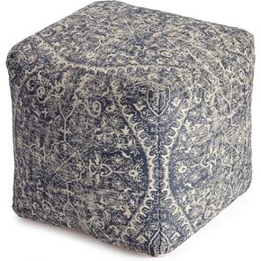 Anji Mountain 100% Handmade & Handcrafted Comfortable Home Décor Pouf Ottoman Footrest for Living Room, Bedroom, Nursery, Kidsroom, Patio Furniture - (20" x 20" x 20"- Black,White)