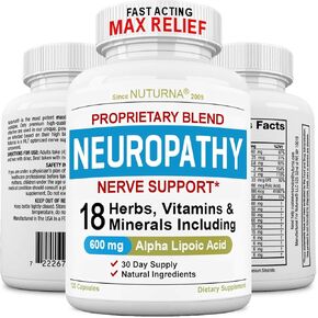 Neuropathy Support Supplement with 900 mg Pure Alpha Lipoic Acid - Nerve Support Formula for Feet, Hands, Fingers, Legs Toe - Maximum Strength Natural Nerve Supplement Vitamins - 180 Pills