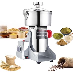 Electric Grain Mill Grinder 1000g High-speed 36000r/min Grain Spice Herb Grinder 2800W Dry Grinder Machine 304 Stainless Steel Superfine Powder Grinder for Kitchen Home and Commercial