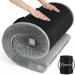 Sinweek Memory Foam Camping Mattress CertiPUR-US Waterproof Portable Roll Up Mattress for Adults Cot Mattress Car Van Sleeping Mat Pad with Carrying Bag
