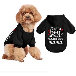 Just A Boy in Love with His Mama Dog Hoodie Puppy Hoodies for Small Medium Size Dogs Boy Dog Cat Pet Sweatshirt(Black,M)