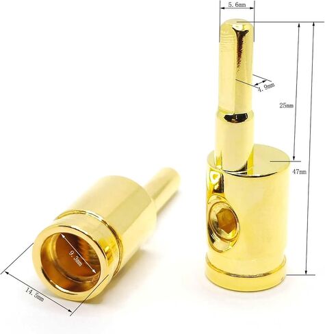 Terminal Connector Brass with Gold Plated 4 to 6 Gauge Amp Input Reducers for 4-6 Gauge Wire 2Pcs, Golden in Saudi Arabia