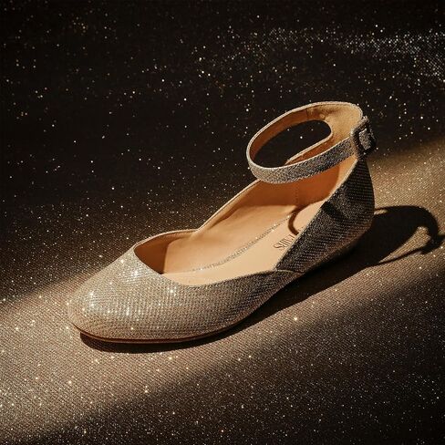 DREAM PAIRS Women's Dress Flats Ballet Low Wedge | Round Toe Flats, Ankle Strap, Comfortable Casual Flat Shoes in Saudi Arabia