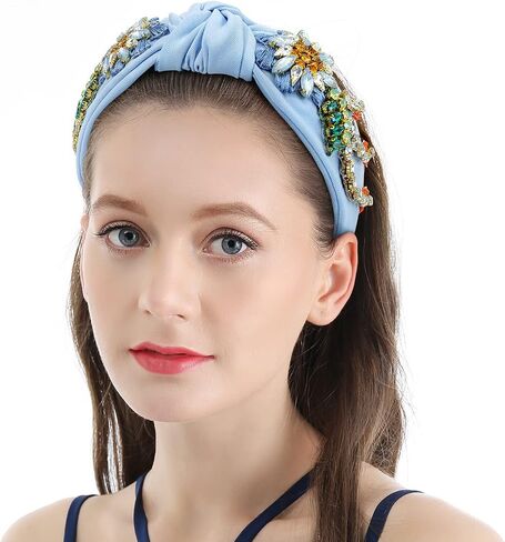 Rhinestone Crystal Headband For Women Handmade Jewelry Girls Hair Accessories Diamond Fashion Headbands Girl Handmade Beaded Glitter Flower Hairbands in Saudi Arabia