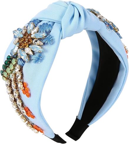 Rhinestone Crystal Headband For Women Handmade Jewelry Girls Hair Accessories Diamond Fashion Headbands Girl Handmade Beaded Glitter Flower Hairbands in Saudi Arabia