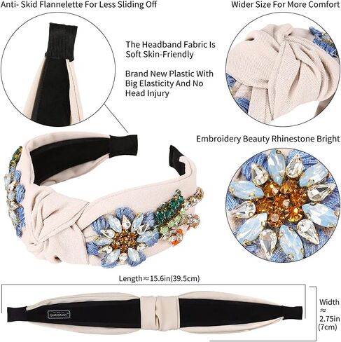 Rhinestone Crystal Headband For Women Handmade Jewelry Girls Hair Accessories Diamond Fashion Headbands Girl Handmade Beaded Glitter Flower Hairbands in Saudi Arabia