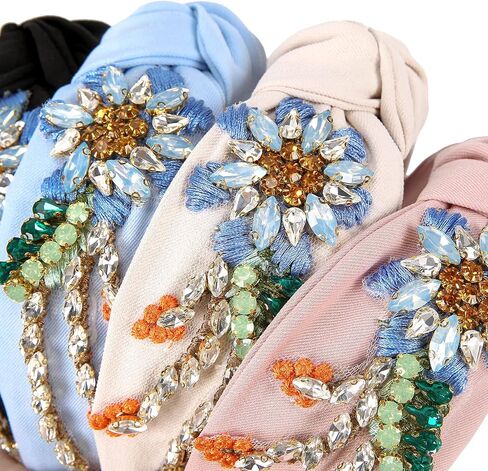 Rhinestone Crystal Headband For Women Handmade Jewelry Girls Hair Accessories Diamond Fashion Headbands Girl Handmade Beaded Glitter Flower Hairbands in Saudi Arabia