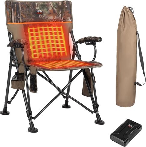 KEMIMOTO Hunting Chair Heated Camping Chair with Light Out Button, Max 8Hrs 12V 20000mAh Battery Endurance, Supports 300 lbs, Outdoor Sports Lightweight Portable Folding Seat for Adults in Saudi Arabia