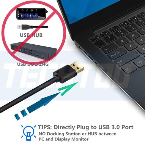 كابل محول USB إلى VGA بطول 5 أقدام، محول رسومات فيديو USB 3.0 إلى VGA لشاشات متعددة تصل إلى 1920x1080 محول ذكر إلى ذكر يدعم Windows 10/8.1/8/ 7 الكمبيوتر المحمول أو سطح المكتب أو الكمبيوتر اللوحي in Kuwait