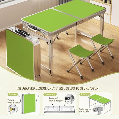 DEOMAi 4ft Folding Table without Installation, Indoor Outdoor Adjustable Height foldable Table with Carrying Handle, Suitable for Camping, Picnics, Parties,Banquets and Various other Occasions (Green) in Saudi Arabia