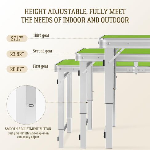 DEOMAi 4ft Folding Table without Installation, Indoor Outdoor Adjustable Height foldable Table with Carrying Handle, Suitable for Camping, Picnics, Parties,Banquets and Various other Occasions (Green) in Saudi Arabia