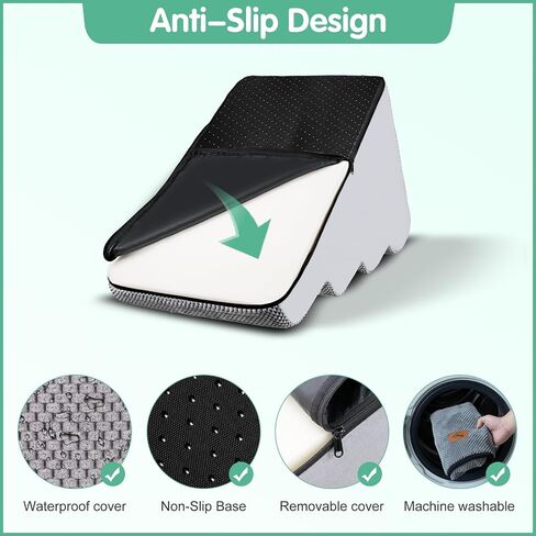 Dog Stairs for Small Dogs and Medium Dogs, 4-Steps Pet Stairs for High Bed and Couch,Durable 30D High-Density Sponge Dog Steps, Non-Slip Suede Fabric Cover, Grey in Saudi Arabia