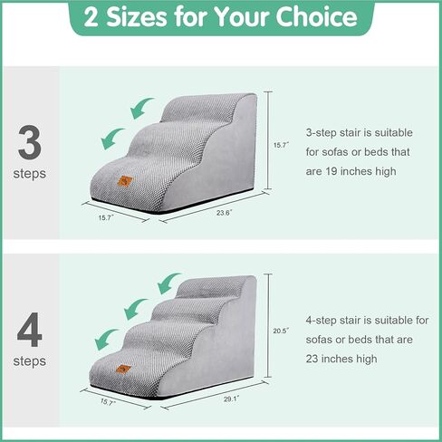 Dog Stairs for Small Dogs and Medium Dogs, 4-Steps Pet Stairs for High Bed and Couch,Durable 30D High-Density Sponge Dog Steps, Non-Slip Suede Fabric Cover, Grey in Saudi Arabia
