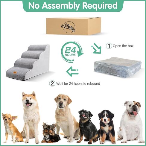 Dog Stairs for Small Dogs and Medium Dogs, 4-Steps Pet Stairs for High Bed and Couch,Durable 30D High-Density Sponge Dog Steps, Non-Slip Suede Fabric Cover, Grey in Saudi Arabia