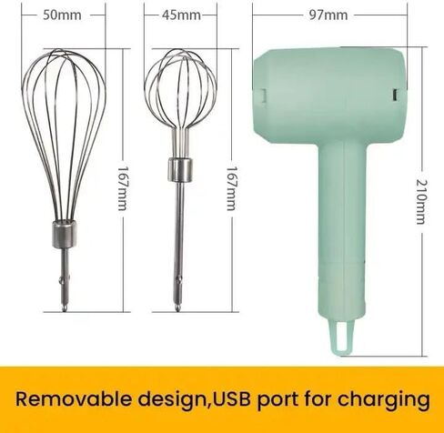 Electric Hand Mixer Egg Beater USB Rechargeable (White) in Saudi Arabia