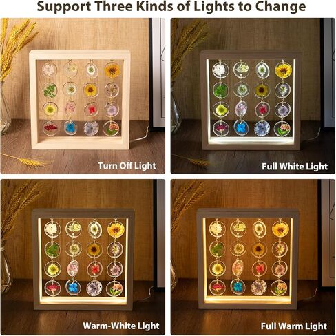 SMUK Handmade Dried Flower LED Desk Lamp, 3 Way Dimmable Cute Pressed Flower Bedside Lamp with Wooden Frame for Desk, Table, Bedroom, Living Room, Office, Aesthetic Cute Table Lamp in Saudi Arabia