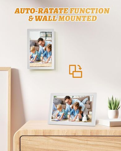 إطار صور رقمي، شاشة لمس IPS مقاس 10.1 بوصة، إطار صور رقمي واي فاي، تخزين 16 جيجابايت، تدوير تلقائي، مشاركة صور الفيديو عبر تطبيق Frameo، أبيض in Kuwait