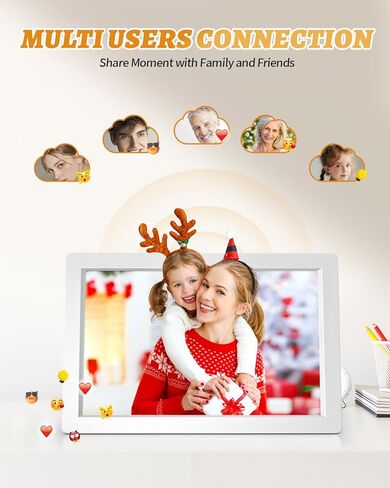 إطار صور رقمي، شاشة لمس IPS مقاس 10.1 بوصة، إطار صور رقمي واي فاي، تخزين 16 جيجابايت، تدوير تلقائي، مشاركة صور الفيديو عبر تطبيق Frameo، أبيض in Kuwait