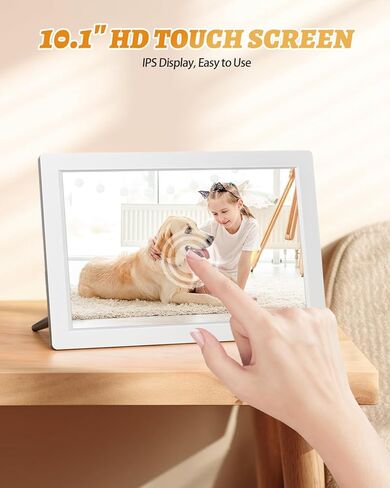 إطار صور رقمي، شاشة لمس IPS مقاس 10.1 بوصة، إطار صور رقمي واي فاي، تخزين 16 جيجابايت، تدوير تلقائي، مشاركة صور الفيديو عبر تطبيق Frameo، أبيض in Kuwait