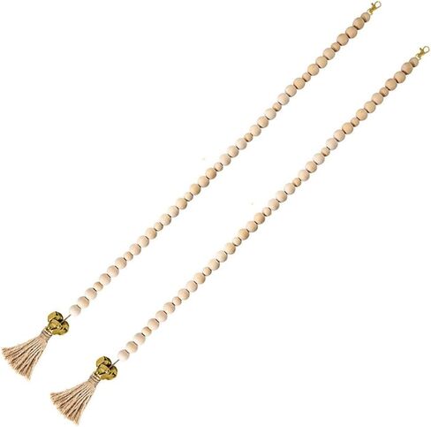 SYCOOVEN 2 قطعة جرس كلب معلق لتدريب الباب على المرحاض، أجراس باب الكلب المزخرفة، خرز خشبي قابل للتعديل، جرس نونية الكلاب الصغيرة للحيوانات الأليفة، الجراء، ملحقات تدريب النونية (ذهبي) in Kuwait