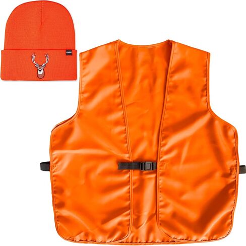 Klarny Outdoors Blaze Orange Hunting Hat and Vest, Premium High Performance Blaze Orange Deer Beanie and Hunting Vest in Saudi Arabia