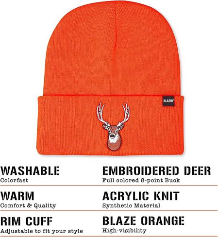 Klarny Outdoors Blaze Orange Hunting Hat and Vest, Premium High Performance Blaze Orange Deer Beanie and Hunting Vest in Saudi Arabia