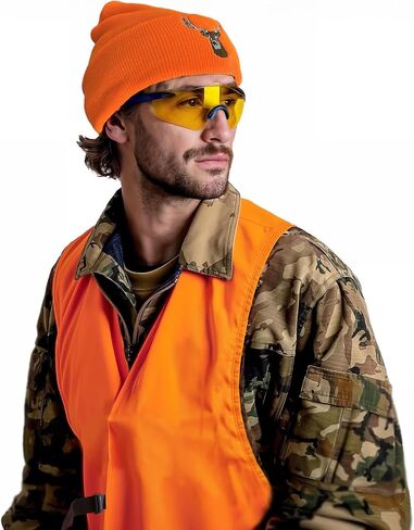 Klarny Outdoors Blaze Orange Hunting Hat and Vest, Premium High Performance Blaze Orange Deer Beanie and Hunting Vest in Saudi Arabia