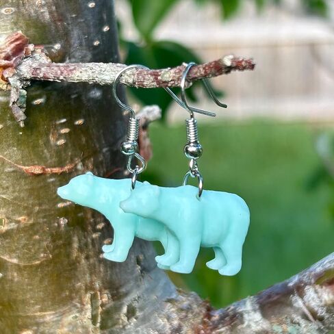 Bear Earrings in Resin Wildlife Dangle for Quirky Trendy Women and Girls (Blue) in Saudi Arabia