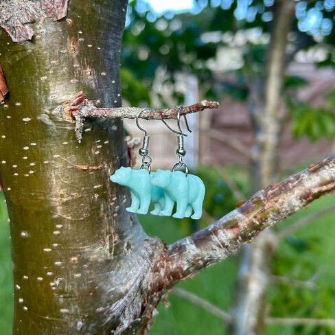 Bear Earrings in Resin Wildlife Dangle for Quirky Trendy Women and Girls (Blue) in Saudi Arabia