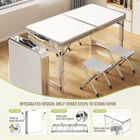 DEOMAi 4ft Folding Table without Installation, Indoor Outdoor Adjustable Height foldable Table with Carrying Handle, Suitable for Camping, Picnics, Parties,Banquets and Various other Occasions (Green) in Saudi Arabia