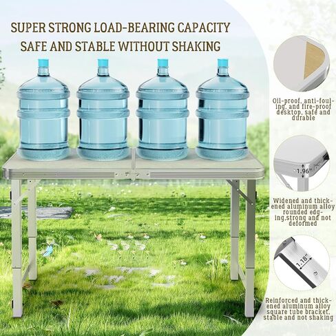 DEOMAi 4ft Folding Table without Installation, Indoor Outdoor Adjustable Height foldable Table with Carrying Handle, Suitable for Camping, Picnics, Parties,Banquets and Various other Occasions (Green) in Saudi Arabia