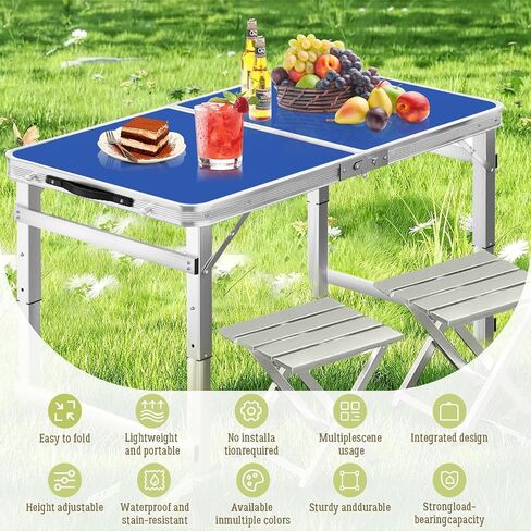 DEOMAi 4ft Folding Table without Installation, Indoor Outdoor Adjustable Height foldable Table with Carrying Handle, Suitable for Camping, Picnics, Parties,Banquets and Various other Occasions (Green) in Saudi Arabia