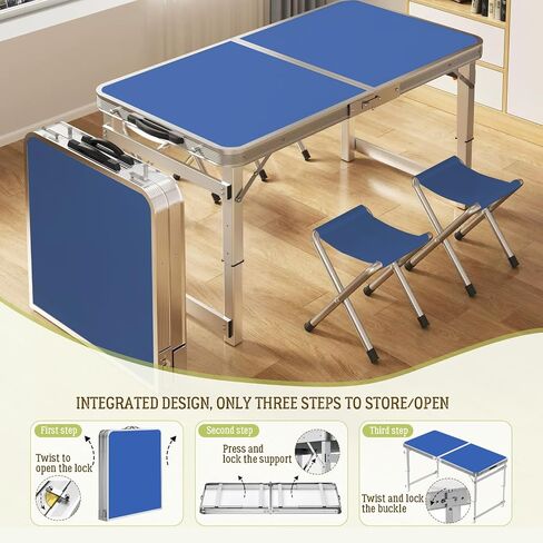 DEOMAi 4ft Folding Table without Installation, Indoor Outdoor Adjustable Height foldable Table with Carrying Handle, Suitable for Camping, Picnics, Parties,Banquets and Various other Occasions (Green) in Saudi Arabia