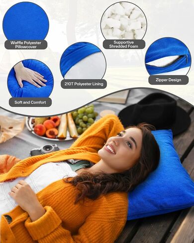 وسادة التخييم الرياضية للنوم، وسادة سفر مدمجة للتخييم مع غطاء قابل للغسل وحقيبة تخزين أساسيات التخييم ووسادة السفر للطائرات والتخييم والسفر in Saudi Arabia