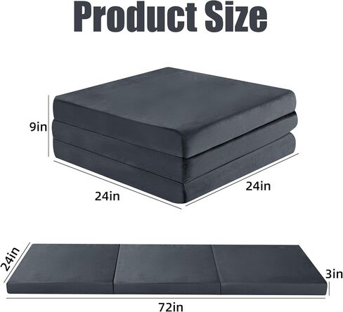 HOMBYS Tri Folding Memory Foam Camping Mattress for Outdoor Sleeping, Portable Waterproof Camping Pad Mat for Travel Truck Bed Tent in Saudi Arabia