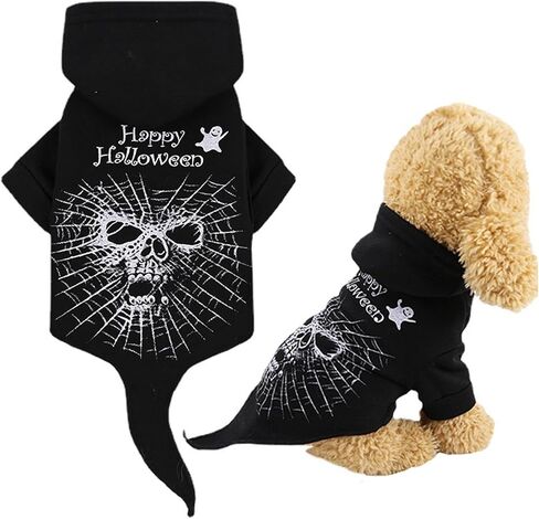 Dog Clothes Halloween Costume Cute Pet Ghost Costume Puppy Fleece Sweatshirt Cat Outfits for Small Dogs Halloween Cosplay Sweater CCCV Black01 X-Small in Saudi Arabia