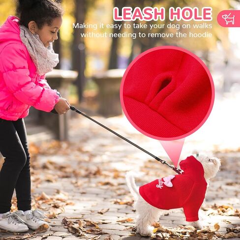 BAEJMJK 2 Pack Dog Hoodie with Hat Bowtie Girl Dog Sweatshirt with Leash Hole Soft Warm Pet Clothes Sweaters Dog Jacket Puppy Coat Doggie Apparel for Fall Winter Small Dogs Cats(Pink+Red,Small) in Saudi Arabia