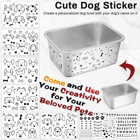 1.1-Gallon Dog Bowls for Large Dogs, Stainless Steel Dog Water Bowls with DIY Cool Stickers, High Capacity Metal Dog Food Bowls for Large and X-Large Dogs Indoors and Outdoors, 1 pcs in Saudi Arabia