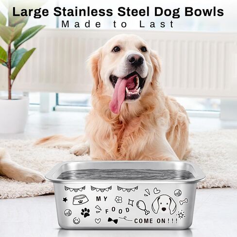 1.1-Gallon Dog Bowls for Large Dogs, Stainless Steel Dog Water Bowls with DIY Cool Stickers, High Capacity Metal Dog Food Bowls for Large and X-Large Dogs Indoors and Outdoors, 1 pcs in Saudi Arabia