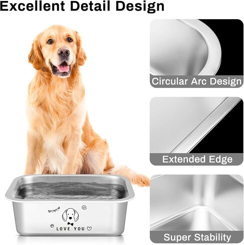 1.1-Gallon Dog Bowls for Large Dogs, Stainless Steel Dog Water Bowls with DIY Cool Stickers, High Capacity Metal Dog Food Bowls for Large and X-Large Dogs Indoors and Outdoors, 1 pcs in Saudi Arabia