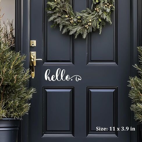 Hello Door Decal, Cute Hello Sticker Greeting for Home, Hello Vinyl Decal, Welcome to Our Home Front Door Decor, Hello House Door Saying Vinyl Decal Quote, House Warming Gift (Hello B, White) in Saudi Arabia