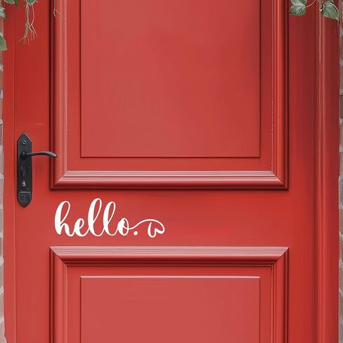 Hello Door Decal, Cute Hello Sticker Greeting for Home, Hello Vinyl Decal, Welcome to Our Home Front Door Decor, Hello House Door Saying Vinyl Decal Quote, House Warming Gift (Hello B, White) in Saudi Arabia