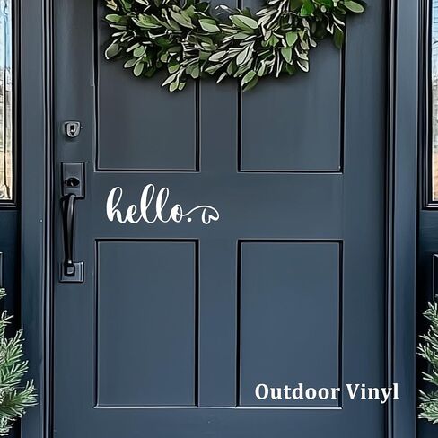 Hello Door Decal, Cute Hello Sticker Greeting for Home, Hello Vinyl Decal, Welcome to Our Home Front Door Decor, Hello House Door Saying Vinyl Decal Quote, House Warming Gift (Hello B, White) in Saudi Arabia